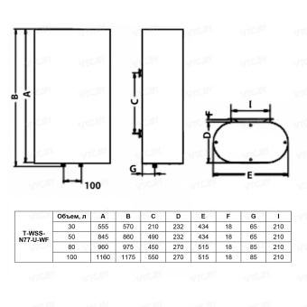 Накопительный электрический водонагреватель Timberk Home Intellect T-WSS100-N77-U-WF