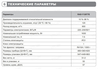 Осушитель воздуха Funai Yamaneko 120 RAD-Y120T7E