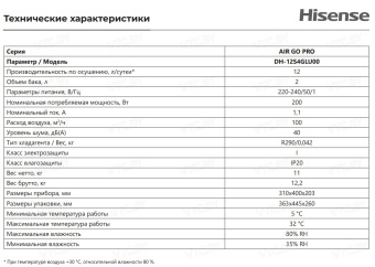 Осушитель воздуха Hisense Air Go Pro DH-12S4GLU00