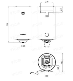 Накопительный электрический водонагреватель Ariston PRO1 R 100 V 1,5K PL DRY