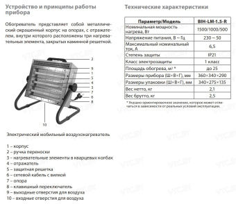 Инфракрасный обогреватель Ballu BIH-LM-1.5-R