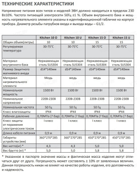 Накопительный электрический водонагреватель Comfort Factor Kitchen 15 U