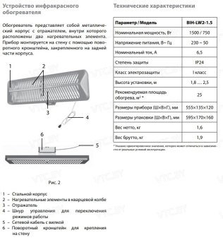 Инфракрасный обогреватель Ballu BIH-LW2-1.5
