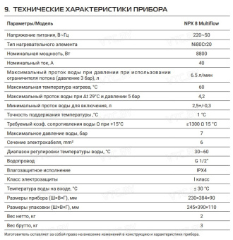 Проточный электрический водонагреватель Royal Thermo NPX 8 Multiflow